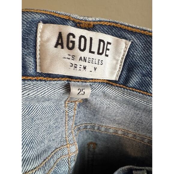 AGOLDE Riley High Rise Straight Leg Crop Distressed Jeans Size 25 - Picture 11 of 11